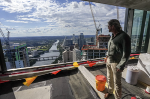 The Modern, a 56-story condo high-rise in downtown Austin, marks construction milestone